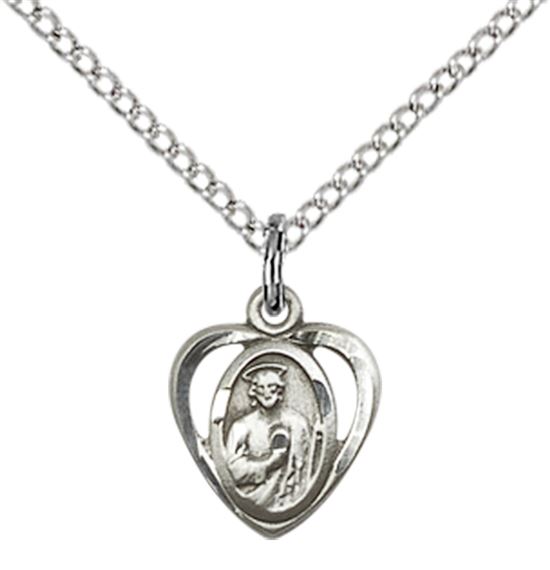 STERLING SILVER ST JUDE PENDANT WITH CHAIN - 3/8" x 3/8"
