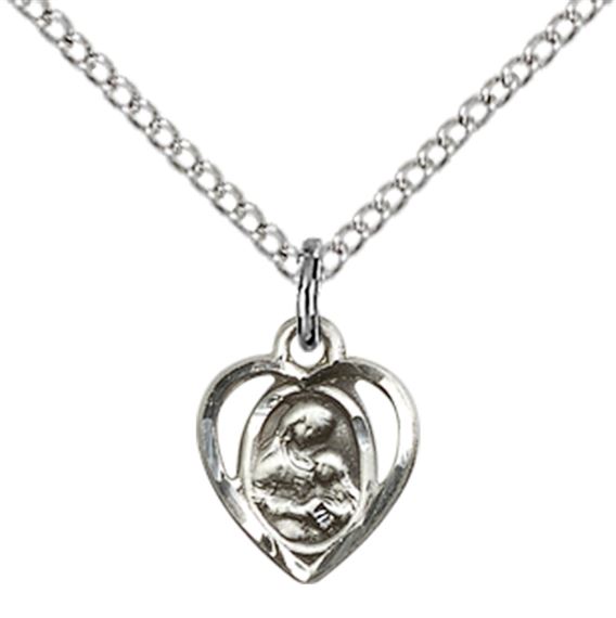 STERLING SILVER ST ANN PENDANT WITH CHAIN - 3/8" x 1/4"
