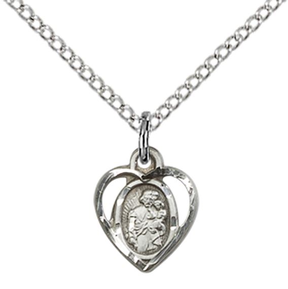 STERLING SILVER ST JOSEPH PENDANT WITH CHAIN - 3/8" x 3/8"