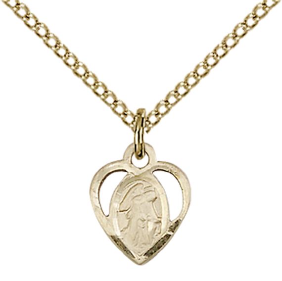 14KT GOLD FILLED GUARDIAN ANGEL PENDANT WITH CHAIN - 3/8" x 1/4"