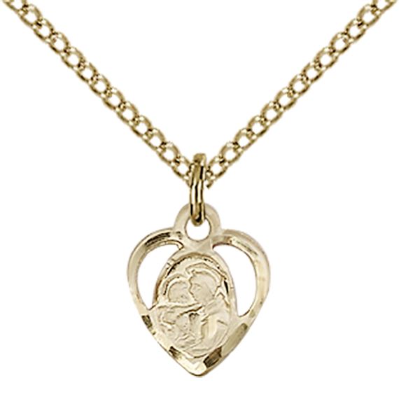 14KT GOLD FILLED ST ANTHONY OF PADUA PENDANT WITH CHAIN - 3/8" x 3/8"