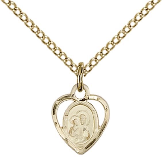 14KT GOLD FILLED OUR LADY OF PERPETUAL HEALTH PENDANT WITH CHAIN - 3/8" x 1/4"