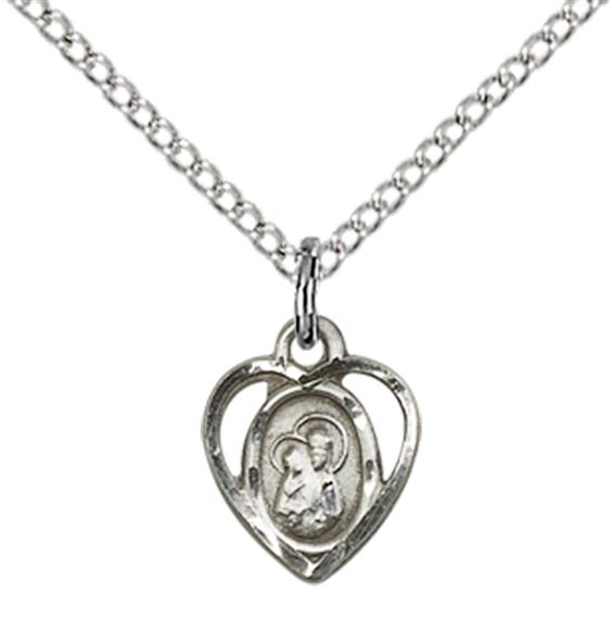 STERLING SILVER OUR LADY OF PERPETUAL HEALTH PENDANT WITH CHAIN - 3/8" x 1/4"