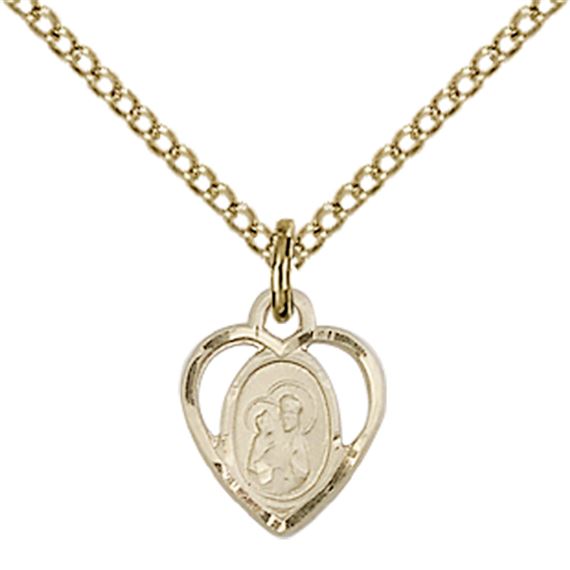 14KT GOLD FILLED ST ANN PENDANT WITH CHAIN - 3/8" x 1/4"