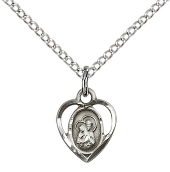 STERLING SILVER ST ANN PENDANT WITH CHAIN - 3/8" x 1/4"
