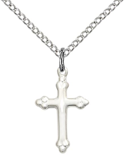 STERLING SILVER CROSS PENDANT WITH CHAIN - 5/8" x 3/8"