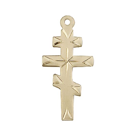 14KT GOLD GREEK ORTHODOX CROSS MEDAL - 1" x 1/2"