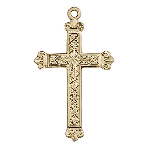 14KT GOLD CROSS MEDAL - 1 1/8" x 5/8"