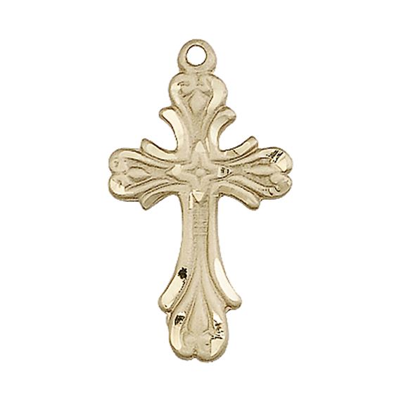 14KT GOLD CROSS MEDAL - 1" x 1/2"