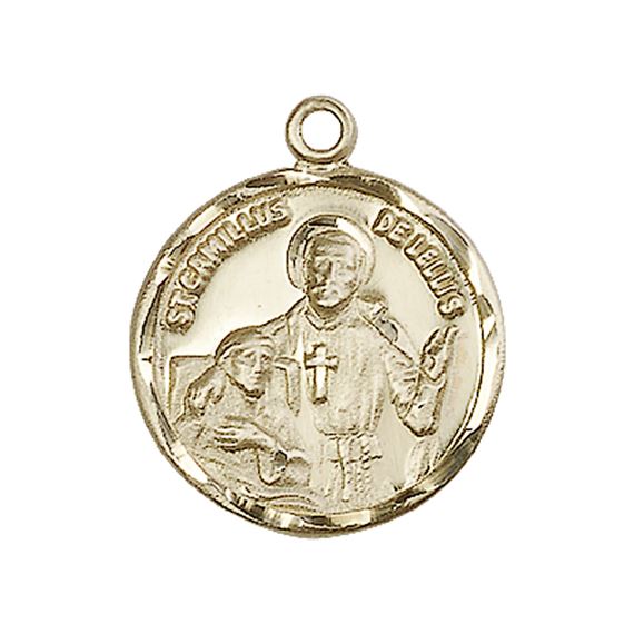 14KT GOLD ST CAMILLUS OF LELLIS MEDAL - 7/8" x 3/4"
