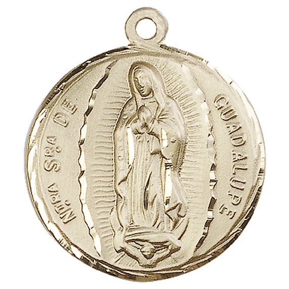 14KT GOLD OUR LADY OF GUADALUPE MEDAL - 1 1/4" x 1"