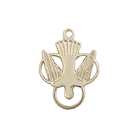 14KT GOLD HOLY SPIRIT MEDAL - 3/4" x 1/2"
