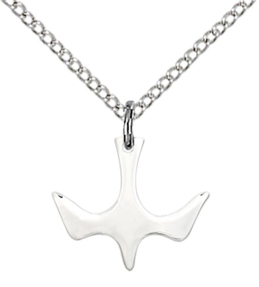 STERLING SILVER HOLY SPIRIT MEDAL - ON A CHAIN - 1/2" x 1/2"