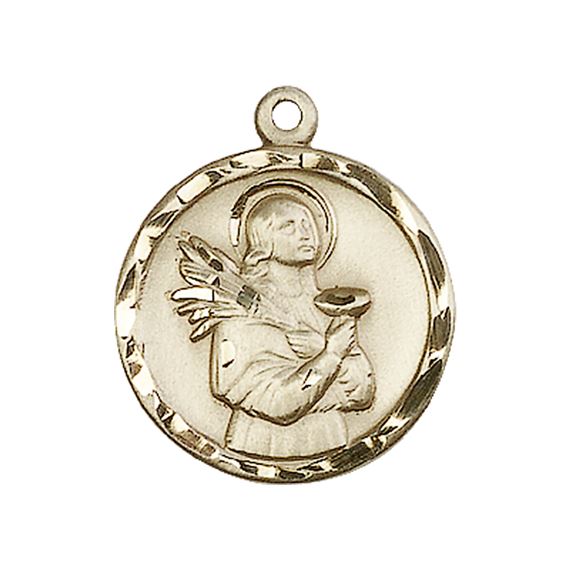 14KT GOLD ST LUCY MEDAL - 7/8" x 3/4"