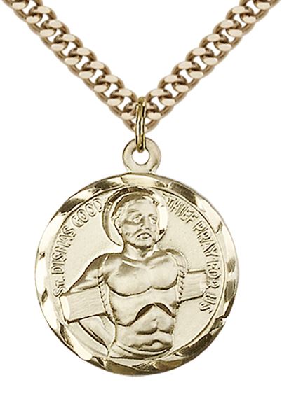 14KT GOLD FILLED DISMAS PENDANT WITH CHAIN - 7/8" x 3/4"