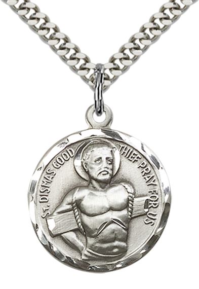 STERLING SILVER DISMAS PENDANT WITH CHAIN - 7/8" x 3/4"