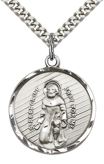 STERLING SILVER ST PERREGRINE PENDANT WITH CHAIN - 1" x 7/8"
