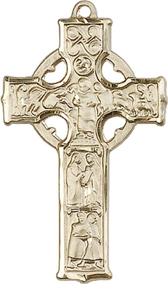 14KT GOLD CELTIC CROSS MEDAL - 1 3/8" x 3/4"
