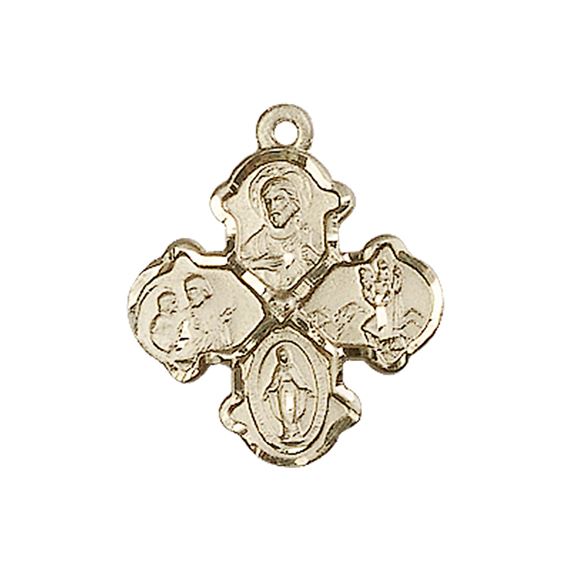 14KT GOLD 4-WAY MEDAL - 3/4" x 5/8"