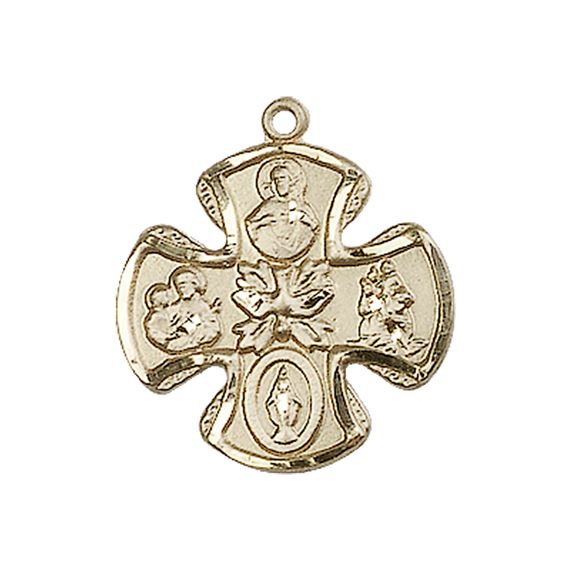 14KT GOLD 5-WAY MEDAL - 3/4" x 3/4"