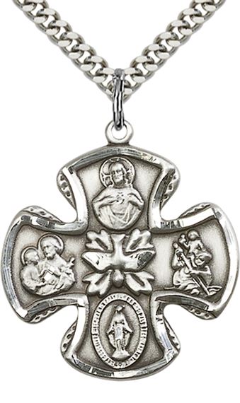 STERLING SILVER 5-WAY PENDANT WITH CHAIN - 1 1/8" x 1"