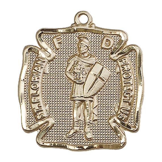 14KT GOLD ST FLORIAN MEDAL - 1 1/8" x 1"