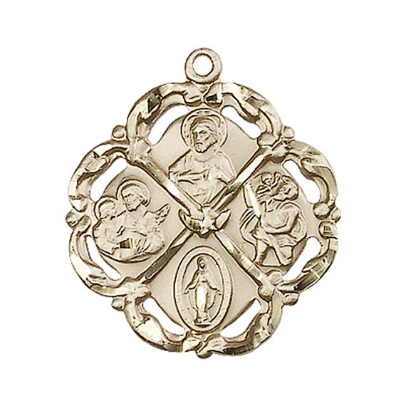 14KT GOLD 5-WAY MEDAL - 1" x 7/8"