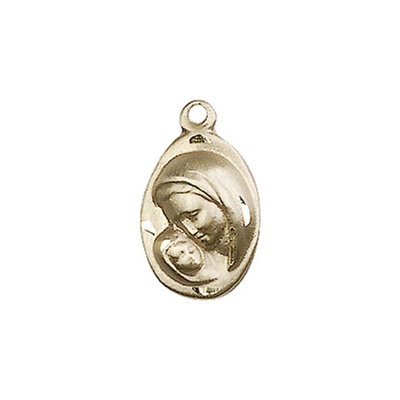 14KT GOLD MADONNA & CHILD MEDAL - 5/8" x 3/8"