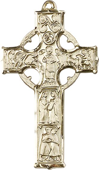 14KT GOLD CELTIC CROSS MEDAL - 1 1/2" x 7/8"