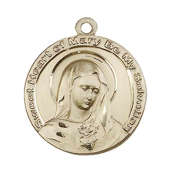 14KT GOLD MARY MEDAL - 1" x 7/8"