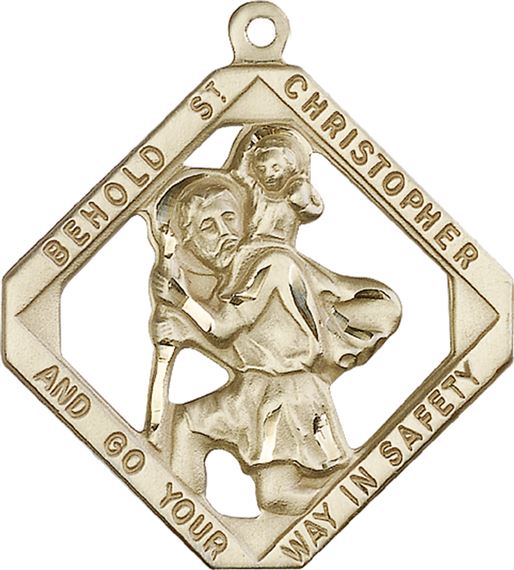 14KT GOLD ST CHRISTOPHER MEDAL - 1 3/4" x 1&quot; 1/2"