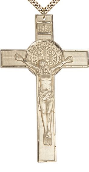 14KT GOLD FILLED ST BENEDICT PENDANT WITH CHAIN