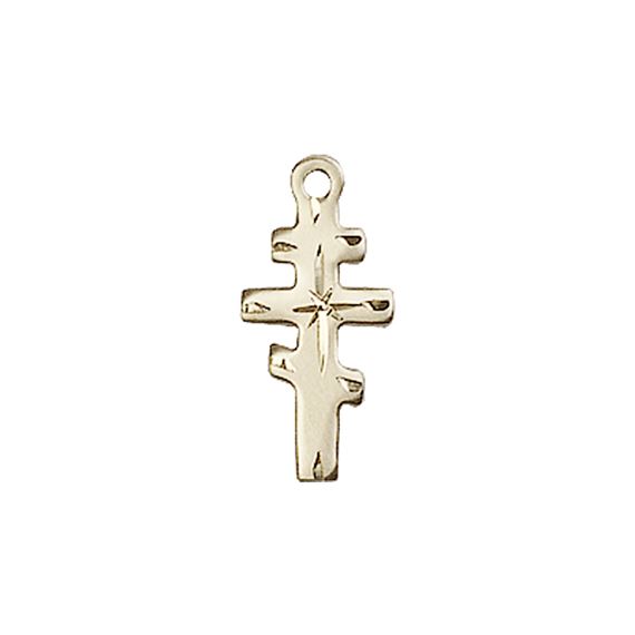 14KT GOLD GREEK ORTHADOX CROSS MEDAL - 5/8" x 1/4"