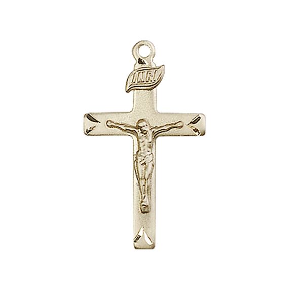 14KT GOLD CRUCIFIX MEDAL - 7/8" x 1/2"