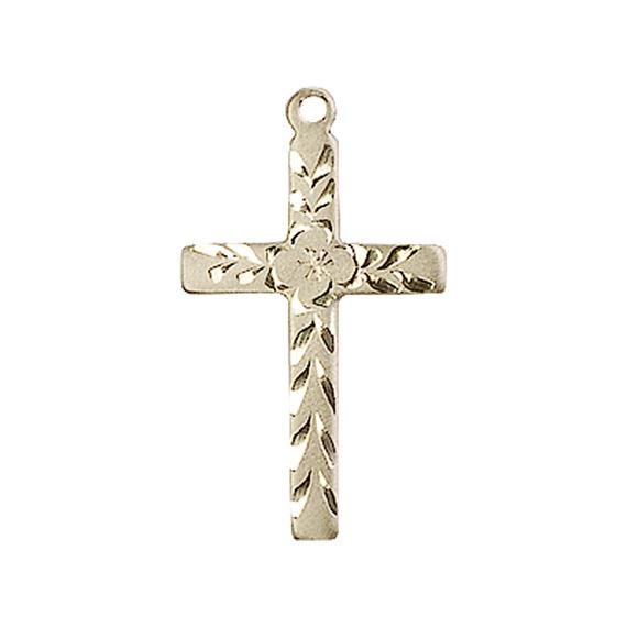 14KT GOLD CROSS MEDAL - 7/8" x 1/2"