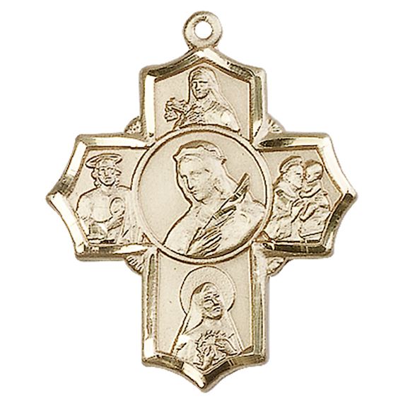 14KT GOLD PHILOMENA THERESA RITA ANTONY JUDE MEDAL - 1 1/4" x 1"