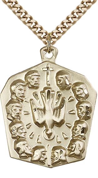 14KT GOLD FILLED APOSTLES PENDANT WITH CHAIN