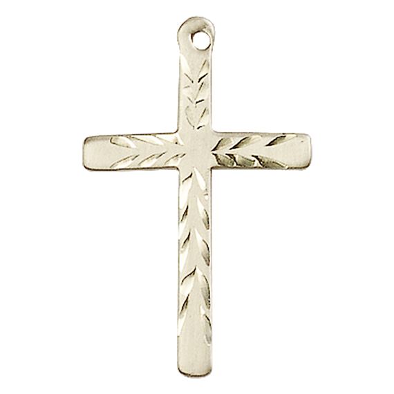 14KT GOLD CROSS MEDAL - 1 1/8" x 3/4"