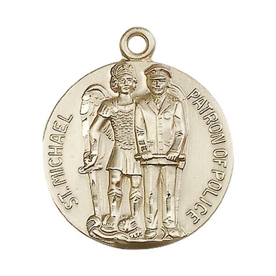 14KT GOLD ST MICHAEL THE ARCHANGEL MEDAL - 1" x 7/8"