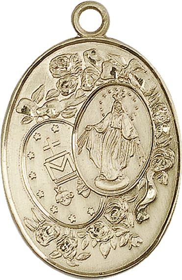 14KT GOLD MIRACULOUS MEDAL - 1 3/8" x 7/8"