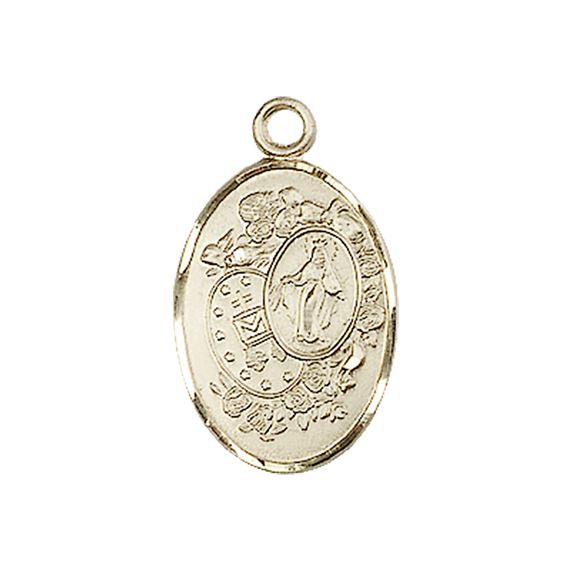 14KT GOLD MIRACULOUS MEDAL - 7/8" x 1/2"