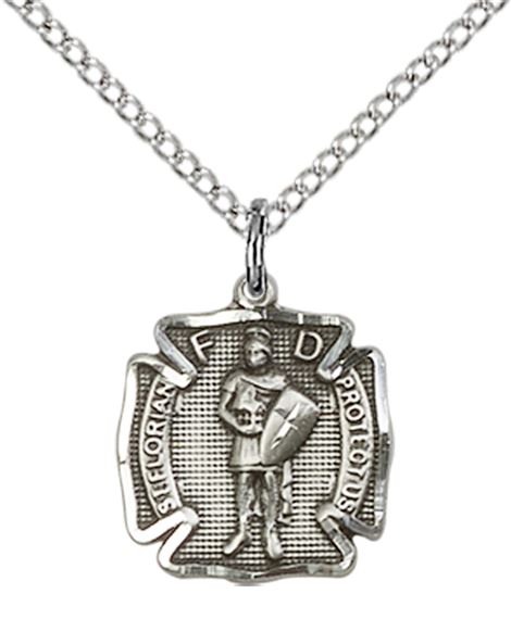 STERLING SILVER ST FLORIAN PENDANT WITH CHAIN - 1/2" x 1/2"