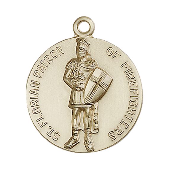 14KT GOLD ST FLORIAN MEDAL - 1" x 7/8"