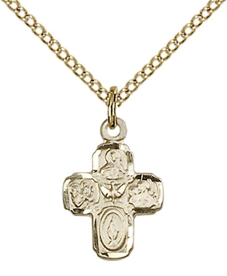 14KT GOLD FILLED 4-WAY PENDANT WITH CHAIN - 5/8" x 3/8"