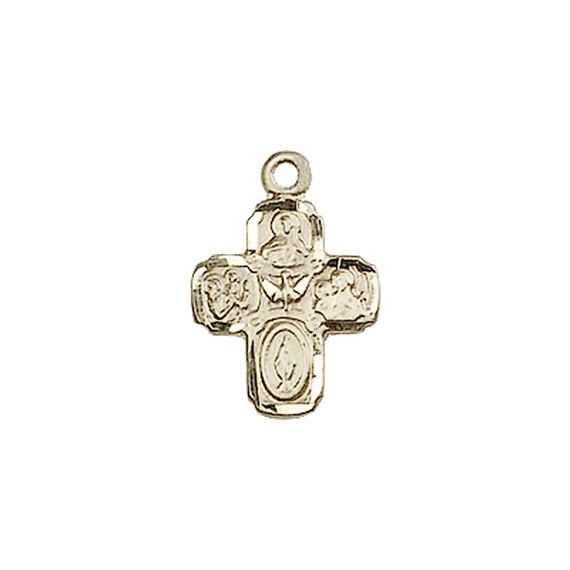 14KT GOLD 4-WAY MEDAL - 5/8" x 3/8"