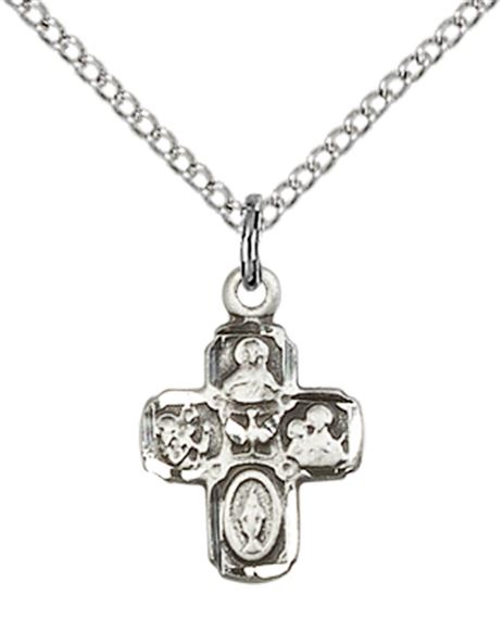 STERLING SILVER 4-WAY PENDANT WITH CHAIN - 5/8" x 3/8"
