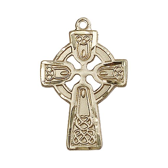 14KT GOLD CELTIC CROSS MEDAL - 1" x 5/8"