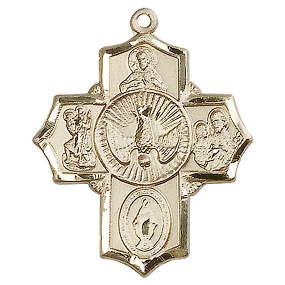 14KT GOLD 5-WAY MEDAL - 1 1/4" x 1"
