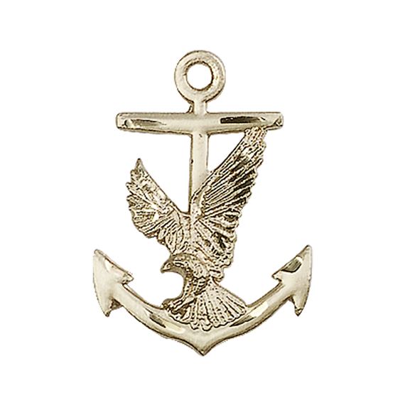 14KT GOLD ANCHOR - EAGLE MEDAL - 7/8" x 5/8"