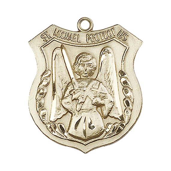 14KT GOLD ST MICHAEL THE ARCHANGEL MEDAL - 1" x 7/8"
